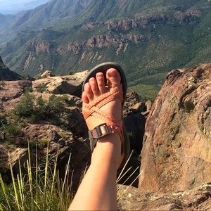 Chacos orange double strap sandals